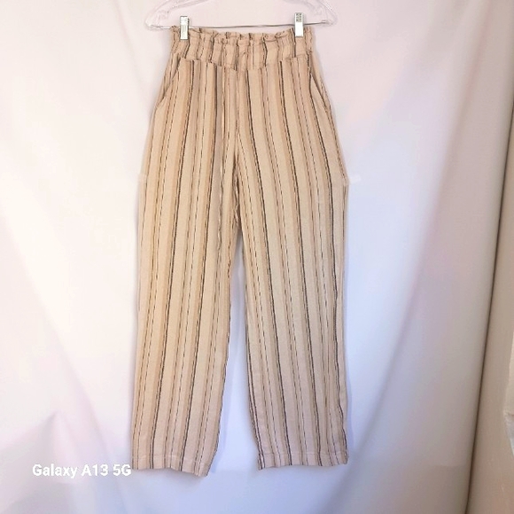 Love Tree Pants - Love Tree Women's Striped Linen Blend Pants Sz M
